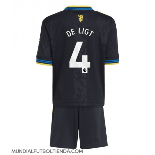 Camiseta Manchester United Matthijs de Ligt #4 Tercera Equipación Replica 2025-26 para niños mangas cortas (+ Pantalones cortos)